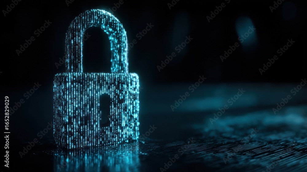 Poster digital padlock of binary code