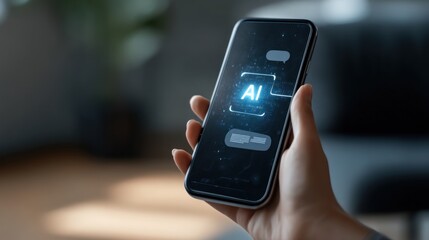 Woman using ai enabled smartphone