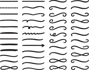 Hand drawn black line elements and flourishes vector design