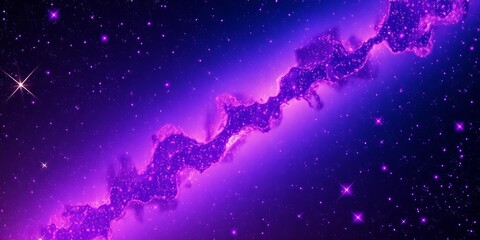 Fototapeta premium Vibrant purple stars scattered across a cosmic galaxy backdrop, anime-style , deep space, bright