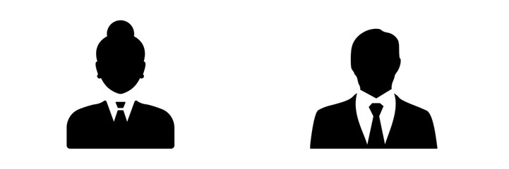 Set of business people silhouette, silhouette of business man and business woman 