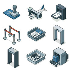 Luggage tray icons hand dividers icon vector metal pad pass arch boarding