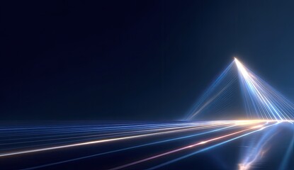 Abstract digital landscape with light trails