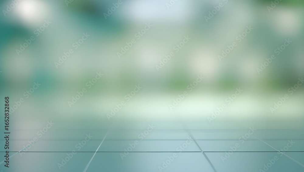 Poster soft focus natural green background with a reflective surface in the foreground creating a serene an