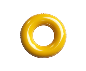 Yellow inflatable swim ring isolated on transparent background