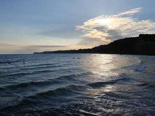 夕日と屛風ヶ浦海岸 千葉県銚子市 