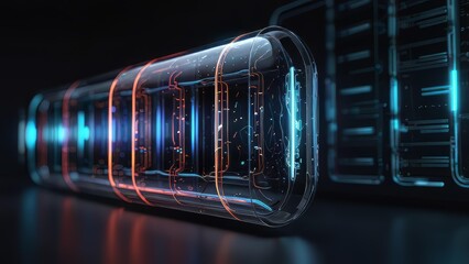 Futuristic data storage sphere with glowing information inside