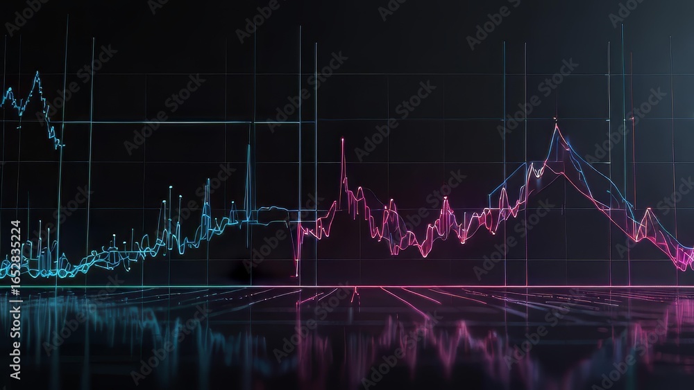 Poster floating transparent line chart for corporate data header