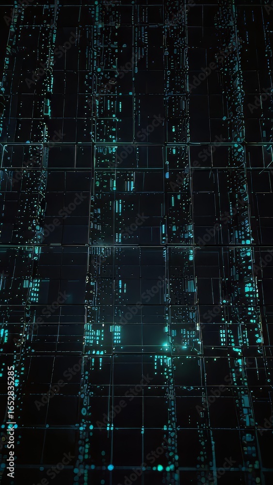 Poster dissolving network grid for corporate data failure visualization