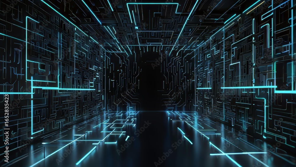 Poster corporate data backup visualization with maze concept