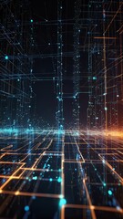 Corporate business background with connected data flow visualization