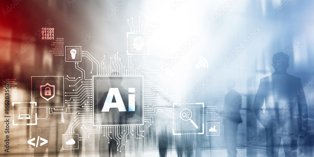 Poster artificial intelligence processor concept. ai big data array. innovation concept 2025