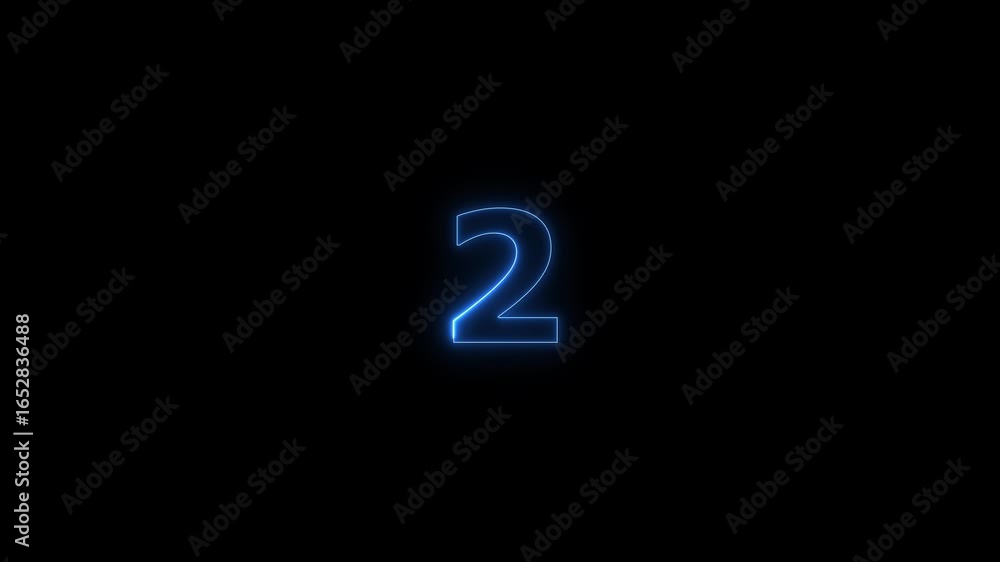 Aufkleber glowing neon text 2 number countdown timer animation background. neon business number icon video.