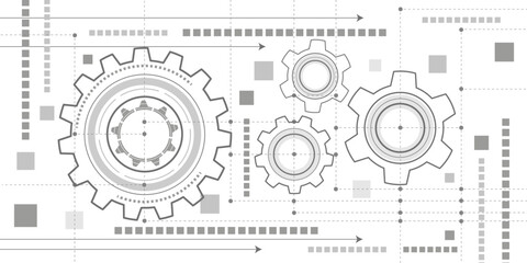 Gears. New technologies. Engineering industry. Futuristic circle elements. Vector illustration.