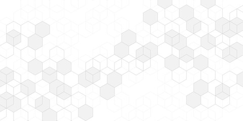 Technological white background. Abstract background of hexagons. Futuristic digital hi-technology banner. Vector illustration.