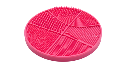 Makeup brush cleaner pad in silicone texture, isolated on white background