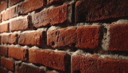 Obraz premium Close-up View of a Textured Red Brick Wall