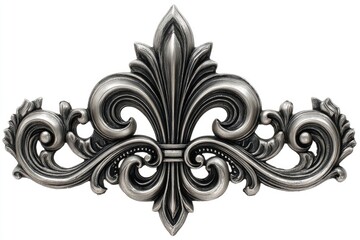 Ornate silver fleur-de-lis design