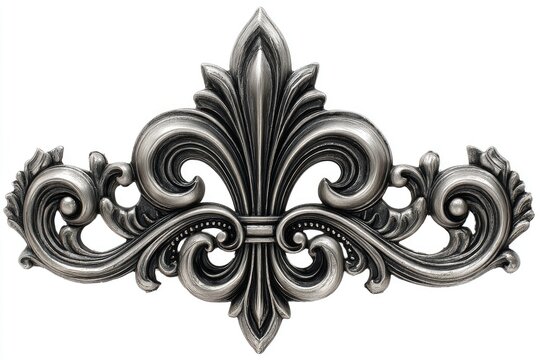 Ornate silver fleur-de-lis design