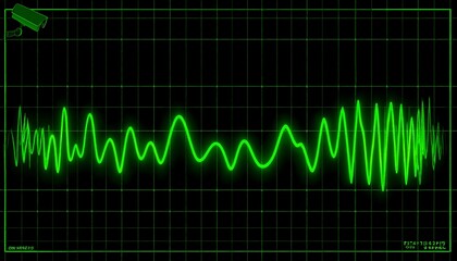 Green waveform on a dark grid display