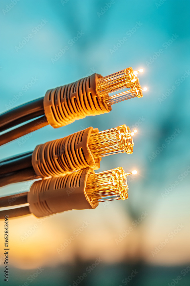 Aufkleber bundle of optical fibers with lights in the ends. abstract high-tech background.