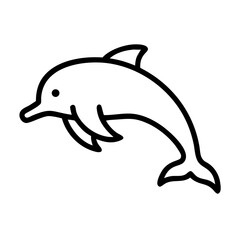 Simple outline of a leaping sea creature with a dorsal fin and flippers on a white background image