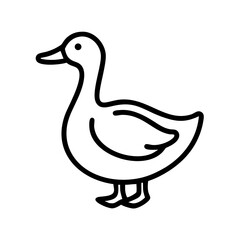 Simple outline drawing of a waterfowl with a long neck and small wing on a white background image here