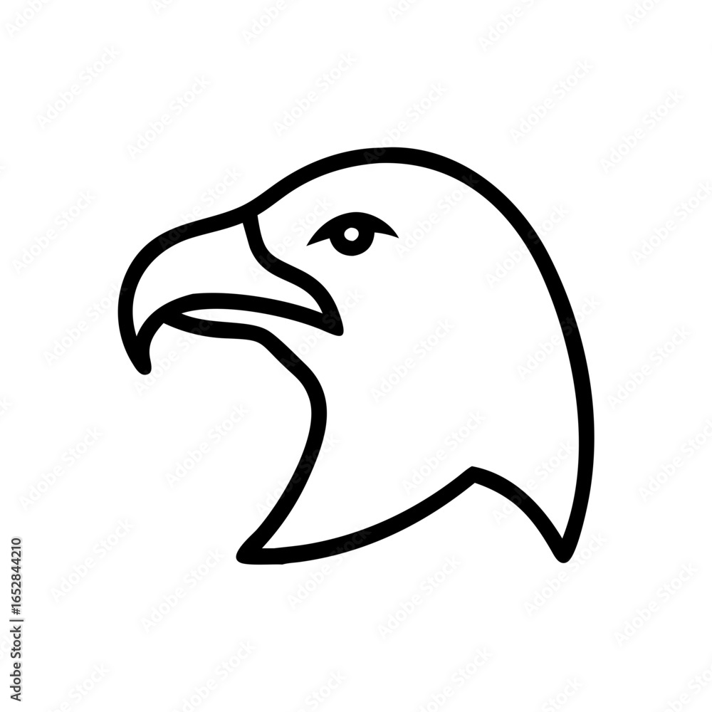 Poster simple outline drawing of an eagle head profile with sharp beak and focused eye design element exact