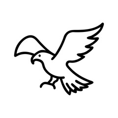 Stylized depiction of a soaring bird with outstretched wings in a minimalist line art style design