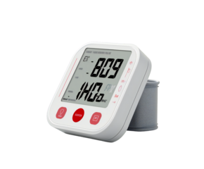 Digital wrist blood pressure monitor isolated on transparent background