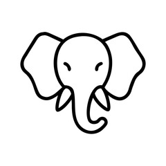 Simple graphic representation of an african animal head with large ears and a trunk in black outline