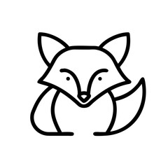 Stylized outline drawing of a fox with pointy ears and a bushy tail in a minimalist design style