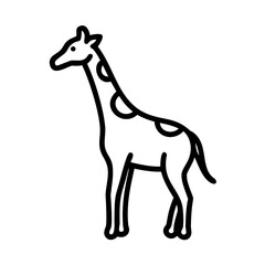 Stylized depiction of a giraffe with spots on its neck and body in a simple line drawing style