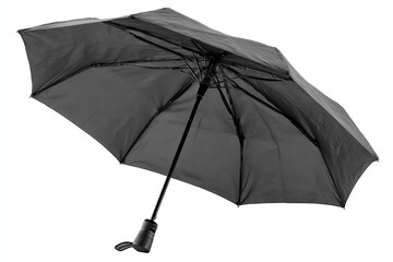 Black umbrella, open,  isolated