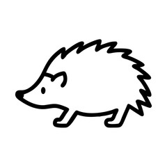 Simple outline drawing of a spiky forest creature with small legs and a pointed nose design art is cute