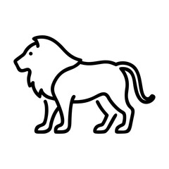 A majestic feline depicted with a bold outline standing with a proud and regal posture in profile view