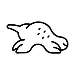 Simple outline drawing of a spotted aquatic mammal resting on its belly with flippers visible