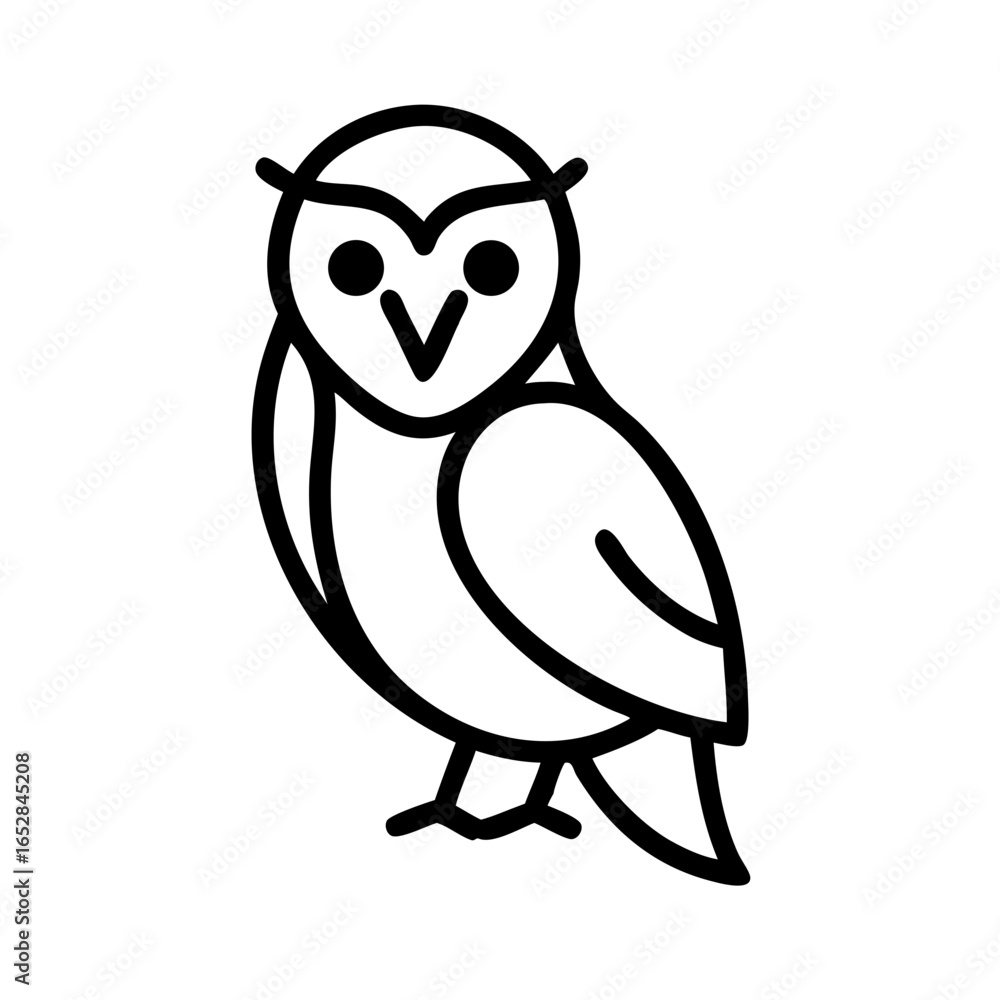 Aufkleber stylized depiction of an owl with simple lines and shapes in a minimalist design standing upright