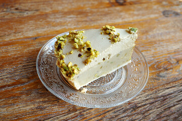 korea dessert cafe pistachio cake plate bakery pie