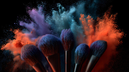 Cosmetic Brushes with Pigment Splash
