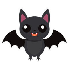Cute Cartoon Bat with Big Eyes and Small Fangs Perfect for Halloween or Children s Illustration Projects