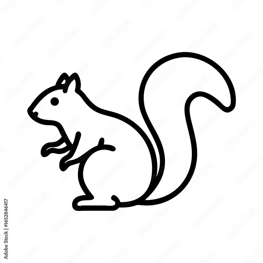 Aufkleber a simple outline drawing of a squirrel with a bushy tail on a white background image design art