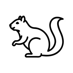 Single line drawing of a squirrel with a bushy tail in a simple and minimalist style design art