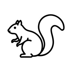 A simple outline drawing of a squirrel with a bushy tail on a white background image design art