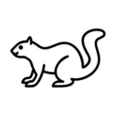 Simple outline drawing of a squirrel with a bushy tail standing on all fours looking to the left