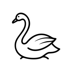 Simple graphic of a swan with a long neck and smooth lines in a minimalist style drawing on white