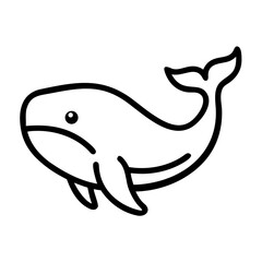 A simple graphic of a marine mammal with a tail fin and flippers in black outline style drawing art