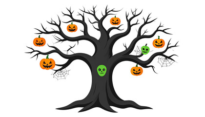 Dead tree icon vector illustration for happy Halloween event. Halloween tree icon that can be used as symbol, sign or decoration. Spooky tree icon graphic resource for Halloween theme vector isolated 