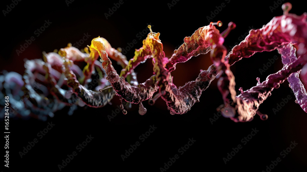 Aufkleber colorful representation of dna double helix, showcasing vibrant hues and intricate details. fluid li