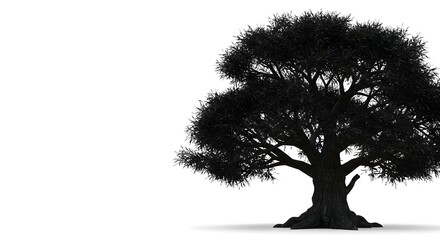 Fototapeta premium Black Tree Silhouette Isolated on White Background
